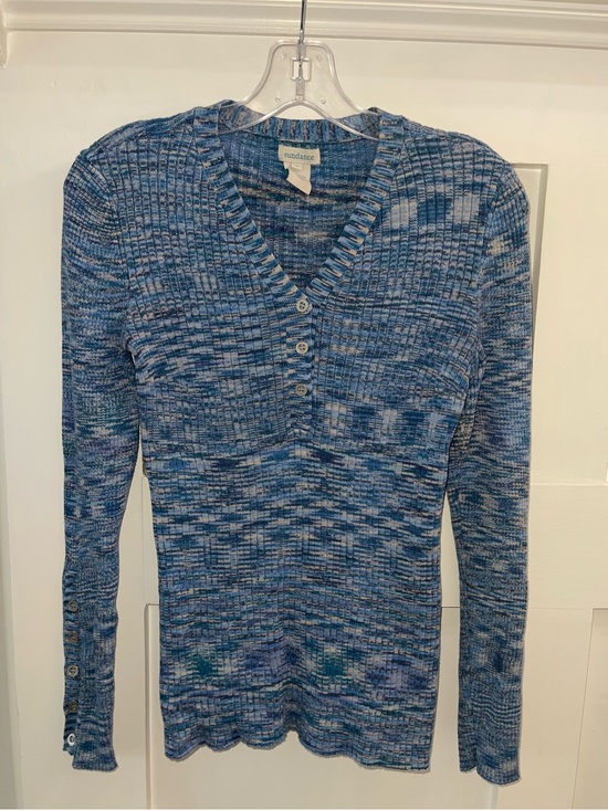 Sundance Tops - Sundance Blue Create Beauty Henley V neck ribbed thermal Small